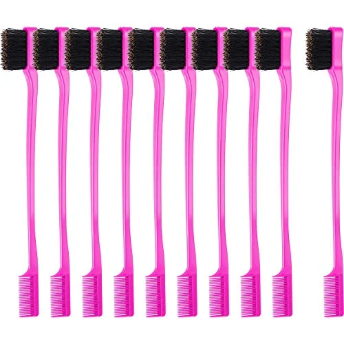 Lot de 10 brosses à baby hair double face 2-en-1, rose, photo du produit