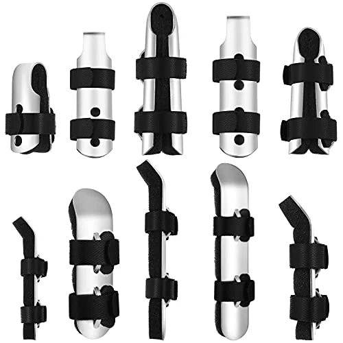 Lot de 10 attelles de doigt métalliques, noir, photo du produit
