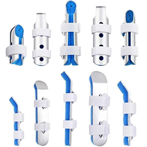 Lot de 10 attelles de doigt métalliques, bleu, photo du produit