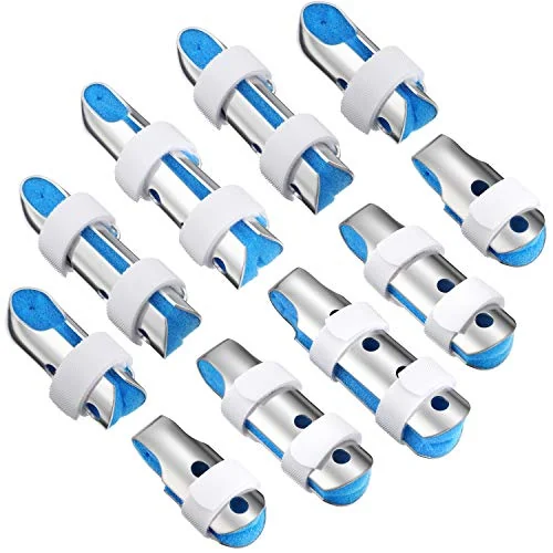 Lot de 10 attelles de doigt métalliques rembourrées, bleu, photo du produit