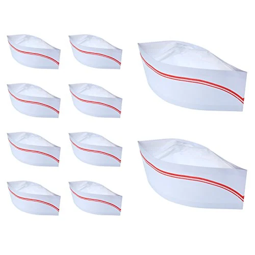 Lot de 10 calots en papier de serveur soda, rayures rouges, photo du produit