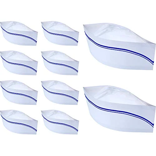 Lot de 10 calots en papier de serveur soda, rayures bleues, photo du produit