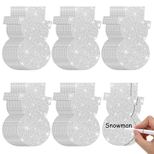 Lot de 100 flocons de neige blancs découpés avec colle, argenté, photo du produit