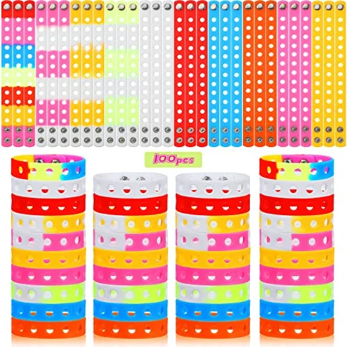 Lot de 100 bracelets silicone à breloques 20 cm, 10 coloris, photo du produit