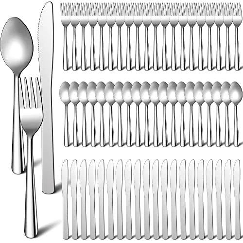 Ménagère 100 pièces en inox pour 33 couverts, argenté, photo du produit