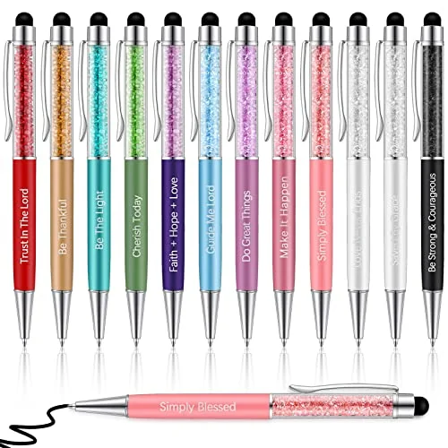 Lot de 12 stylos chrétiens à paillettes, noir, photo du produit