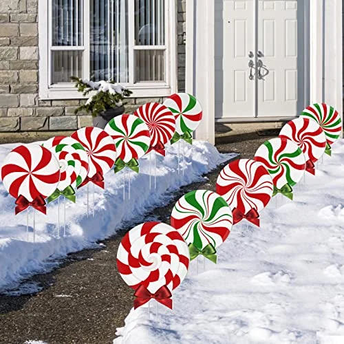 Lot de 12 panneaux de jardin de Noël menthe poivrée en carton ondulé, voir photos, photo du produit