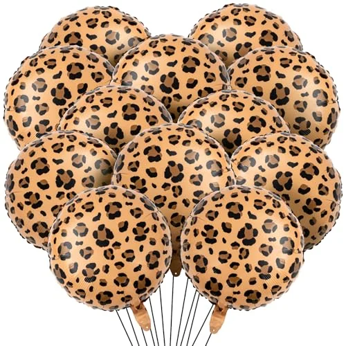 Lot de 12 ballons léopard et guépard 46 cm, marron doré, photo du produit