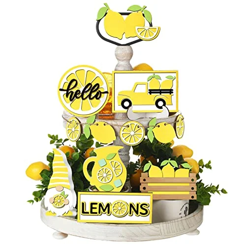 Lot de 12 décors citron d'été pour plateau à étages, jaune citron, photo du produit