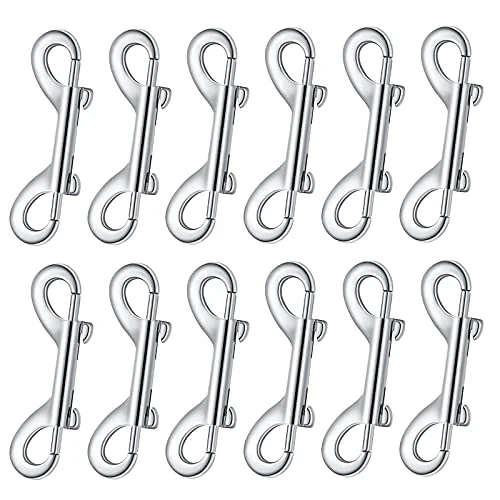 Lot de 12 mousquetons double extrémité en zinc, argenté, photo du produit