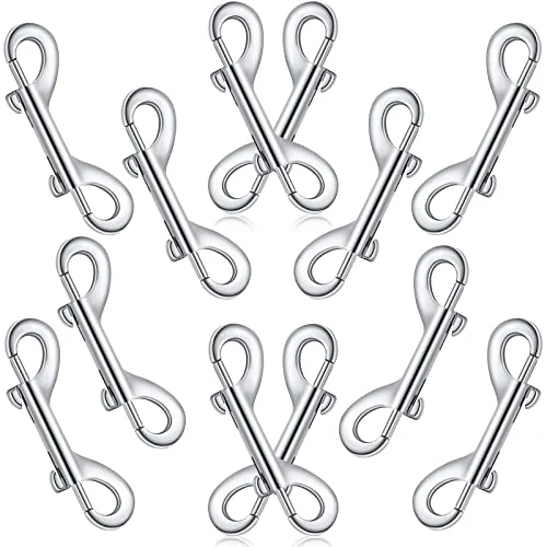 Lot de 12 mousquetons double extrémité en zinc, argenté, photo du produit