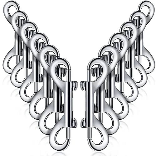 Lot de 12 mousquetons double extrémité en zinc, argenté, photo du produit