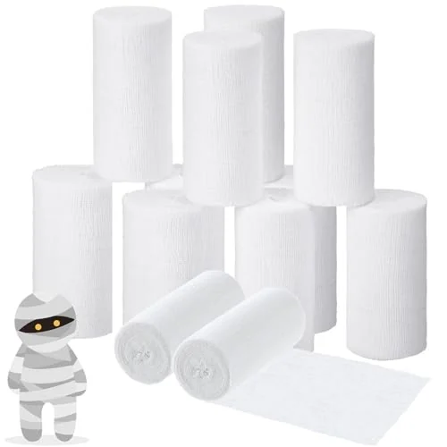 Lot de 12 rouleaux de bandes de gaze momie pour Halloween, photo du produit