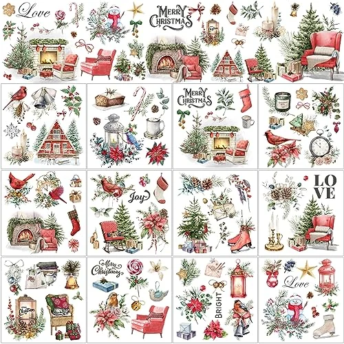 Lot de 12 planches de décalcomanies de Noël à frotter, voir photos, photo du produit