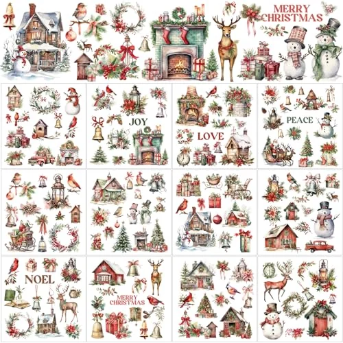 Lot de 12 planches de décalcomanies de Noël à frotter, voir photos, photo du produit