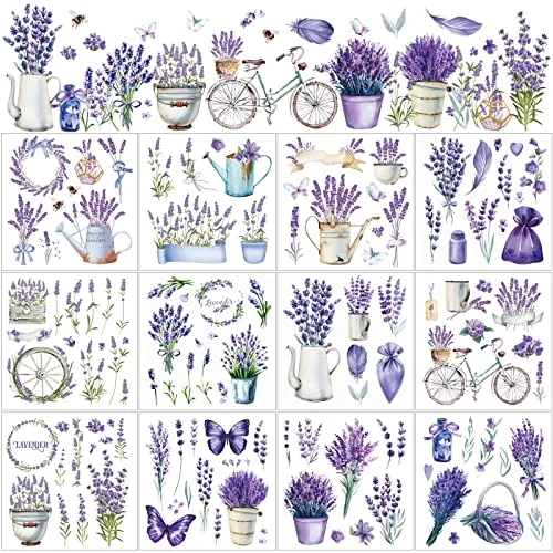 Lot de 12 planches de décalcomanies à frotter pour meubles, violet, photo du produit