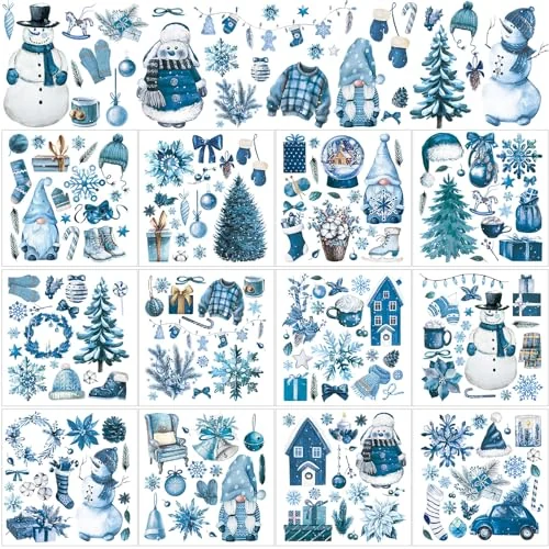 Lot de 12 planches de décalcomanies d'hiver à frotter, voir photos, photo du produit