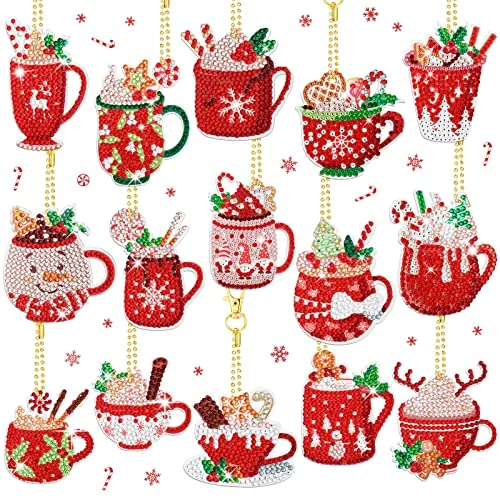 Kit de 15 décorations de Noël en broderie diamant, multicolore, photo du produit