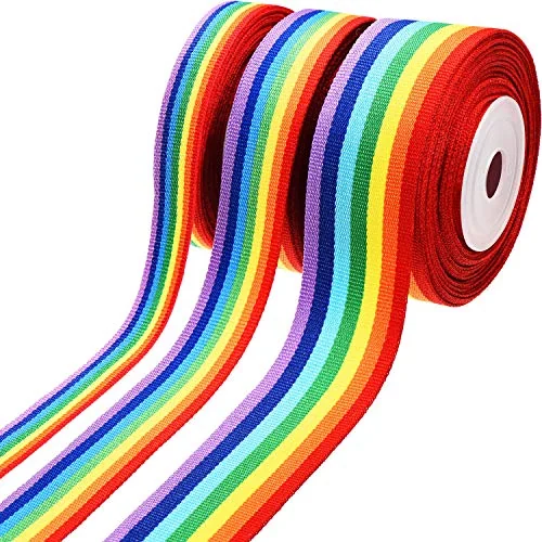 Ruban gros-grain arc-en-ciel double face, arc-en-ciel, jaune, orange, bleu, vert, rouge, violet, photo du produit