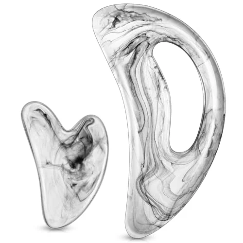 Lot de 2 outils de massage gua sha en résine, transparent, photo du produit