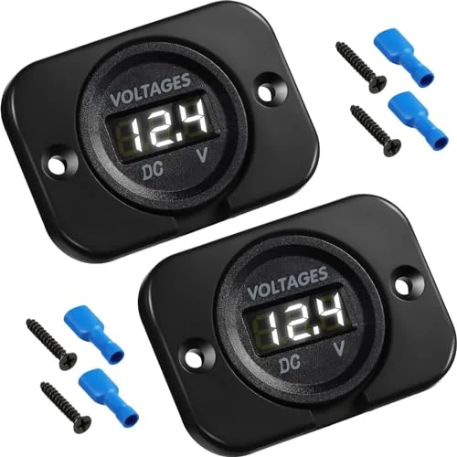 Lot de 2 voltmètres étanches 12 V / 24 V, lumière blanche, photo du produit