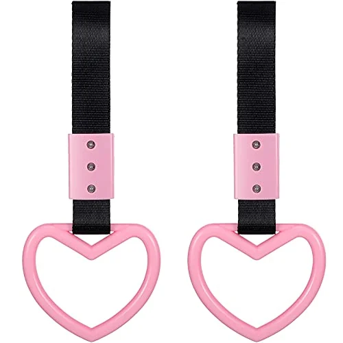 Lot de 2 sangles de poignée en forme de cœur, rose clair, photo du produit