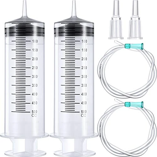 Lot de 2 grandes seringues en plastique avec tube 1 m, photo du produit