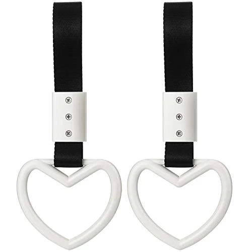 Lot de 2 sangles-anneaux de poignée en forme de cœur, blanc, photo du produit