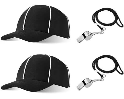 2 ensembles casquette d'arbitre et sifflet avec cordon, photo du produit