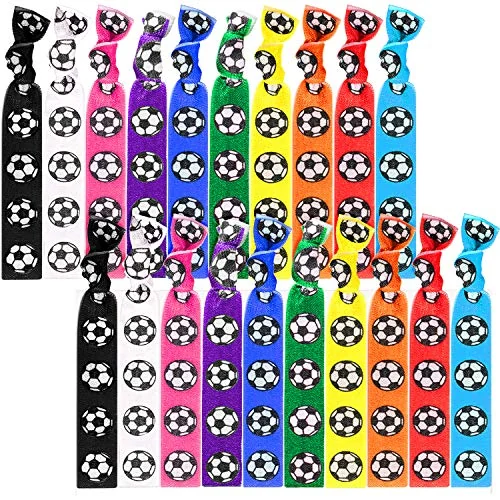 Lot de 20 élastiques à cheveux motif football, multicolore, photo du produit