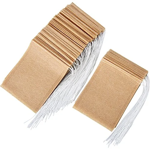 Lot de 200 sachets filtres à thé jetables à cordon, naturel, photo du produit