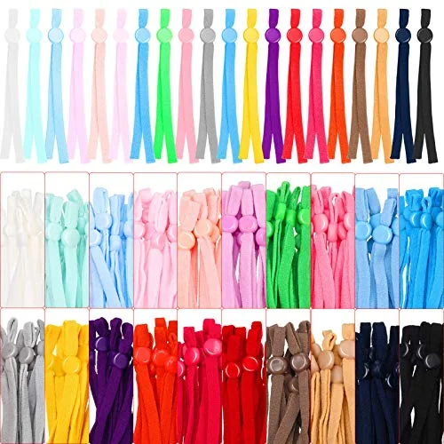 Lot de 200 cordons élastiques à boucle réglable, coloris mélangés, photo du produit