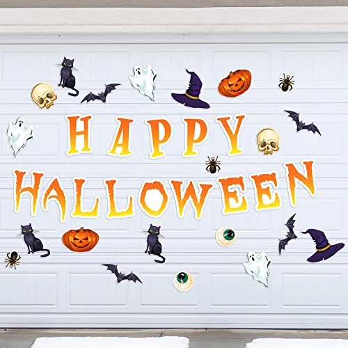 Lot de 22 décorations de porte de garage pour Halloween, multicolore, photo du produit