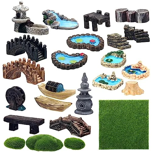 Lot de 24 miniatures de jardin féerique, multicolore, photo du produit