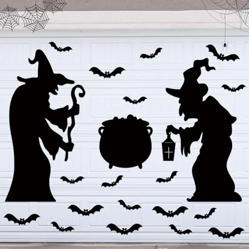 Lot de 24 décorations de porte de garage Halloween, motif sorcière, photo du produit