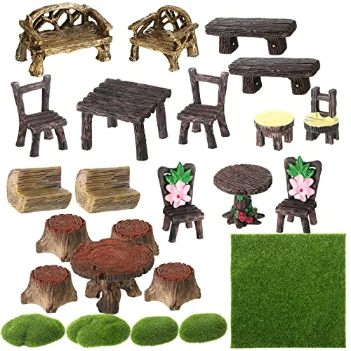 Lot de 24 miniatures de jardin féerique, multicolore, photo du produit