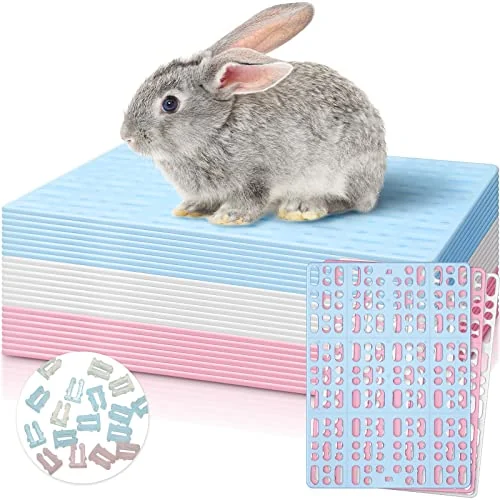 Lot de 24 tapis de cage en plastique pour lapin, multicolore, photo du produit