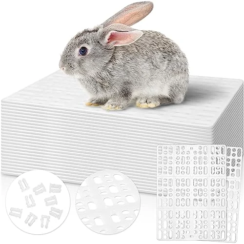 Lot de 24 tapis de cage en plastique pour lapin, blanc, photo du produit