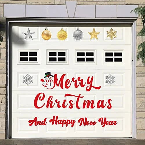 Lot de 25 aimants Merry Christmas pour porte de garage, pailleté, photo du produit