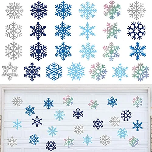 Lot de 25 aimants flocons d'hiver pour porte de garage, motif flocon, photo du produit
