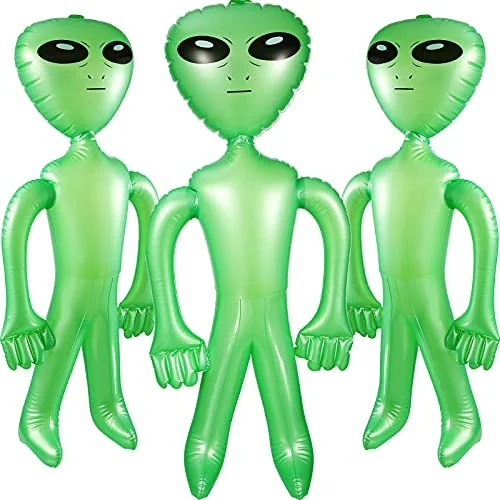 Lot de 3 aliens gonflables géants 89 cm, vert, photo du produit