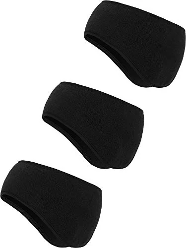Lot de 3 cache-oreilles bandeau polaire pour femme, noir, photo du produit