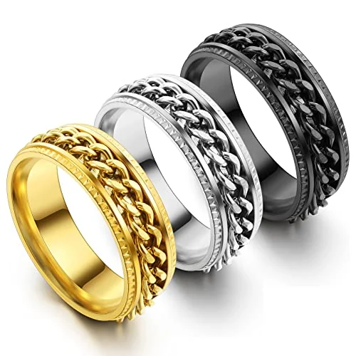 Lot de 3 anneaux de cravate pour homme 2, style chaîne, photo du produit