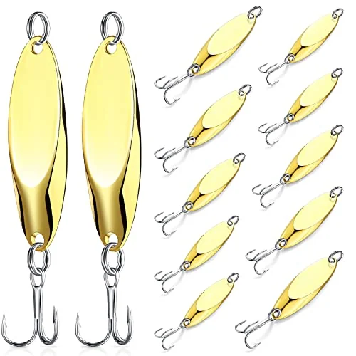 Lot de 30 cuillères leurres de pêche, doré, photo du produit