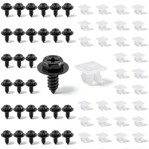 30 jeux de vis et rivets de bouclier anti-projection de pare-chocs, noir, photo du produit