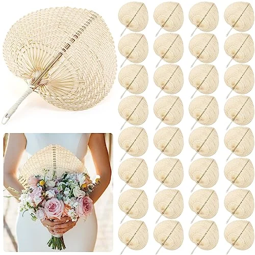 Lot de 32 éventails en bambou tissés à la main, naturel, photo du produit