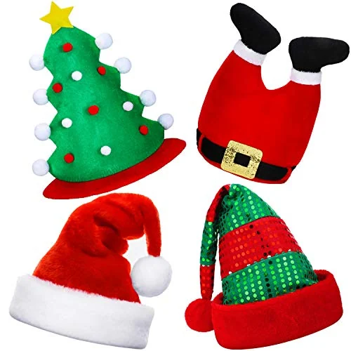 Lot de 4 bonnets de Noël fantaisie père Noël, multicolore, photo du produit