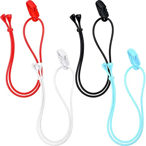 Lot de 4 clips pour appareil auditif, noir, bleu, rouge, blanc, photo du produit