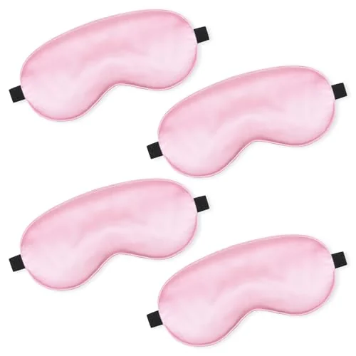 Lot de 4 masques de sommeil en soie, rose, photo du produit