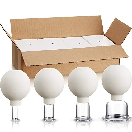 Jeu de 4 ventouses en verre et silicone, blanc, photo du produit